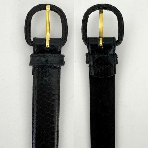 Honors Vintage Genuine Snake Skin Waist Belt Black M/L - Picture 8 of 9